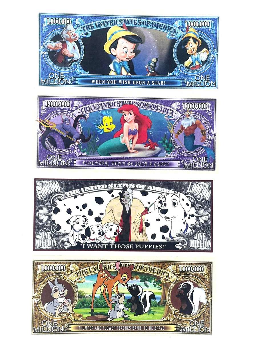 Legendary Classic Disney Movies Novelty notes (Set of x4 Notes)