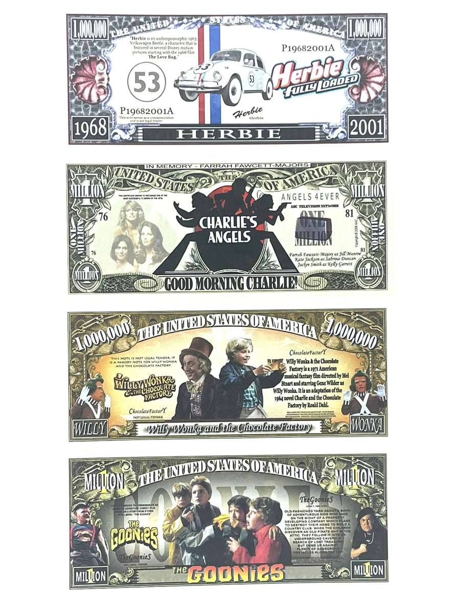Legendary Cult Classic Movies Novelty notes (Set of x4 Notes)