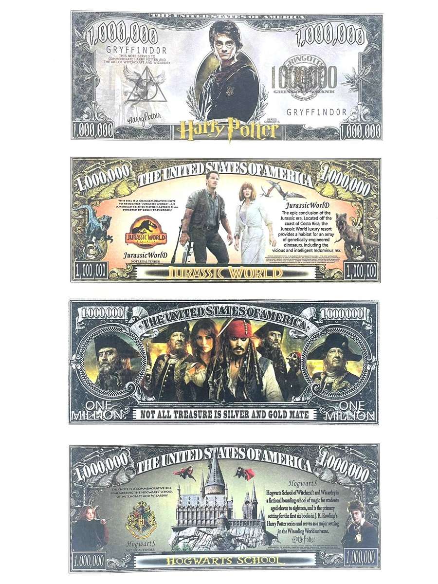 Legendary Movie Franchises Novelty notes (Set of x4 Notes)