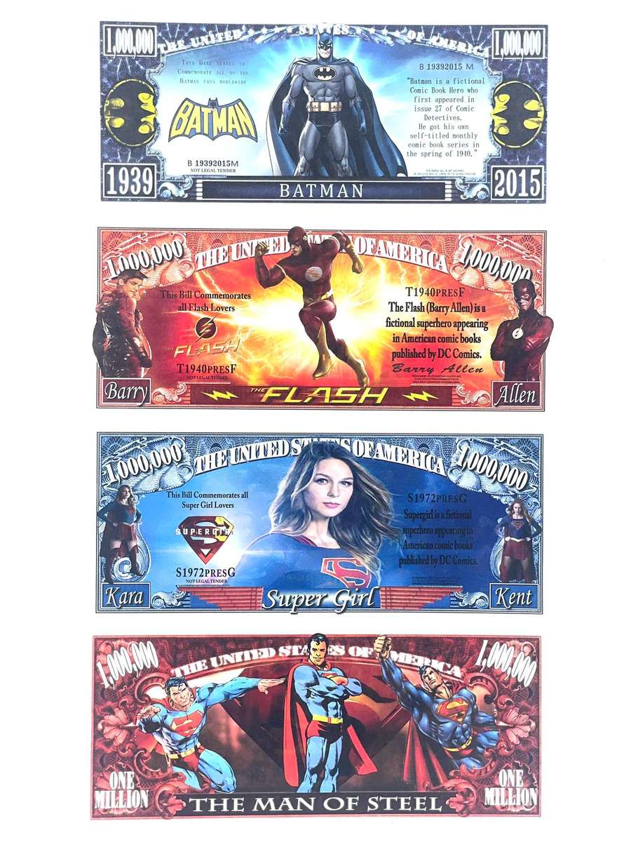 Legendary DC Superheroes Novelty notes (Set of x4 Notes)