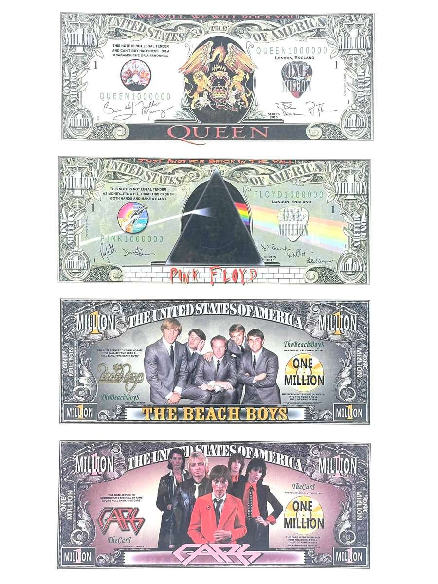Legendary Rock Bands Novelty notes (Set of x4 Notes)