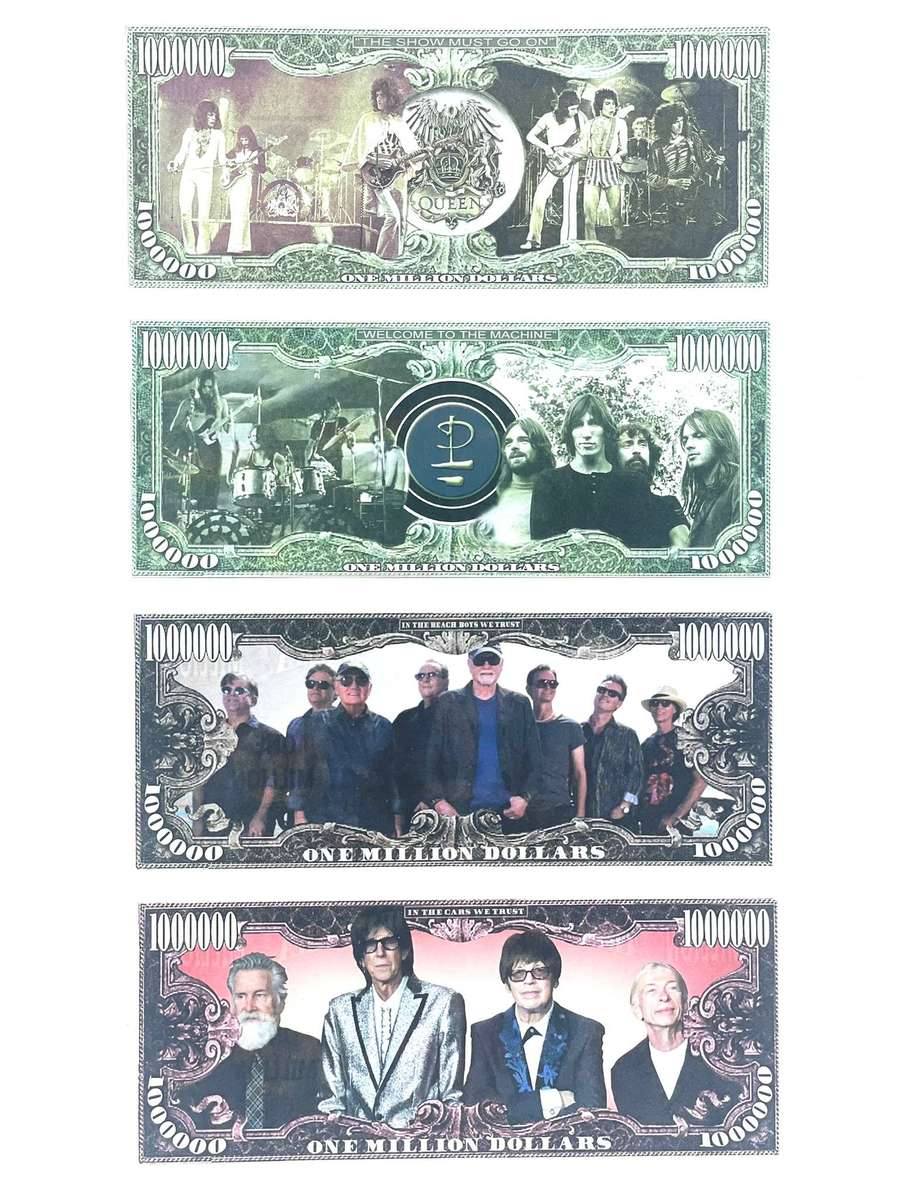 Legendary Rock Bands Novelty notes (Set of x4 Notes)