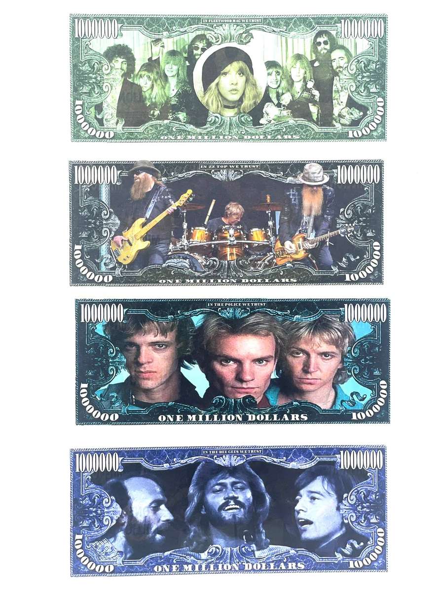 Legendary Rock Bands Novelty notes (Set of x4 Notes)