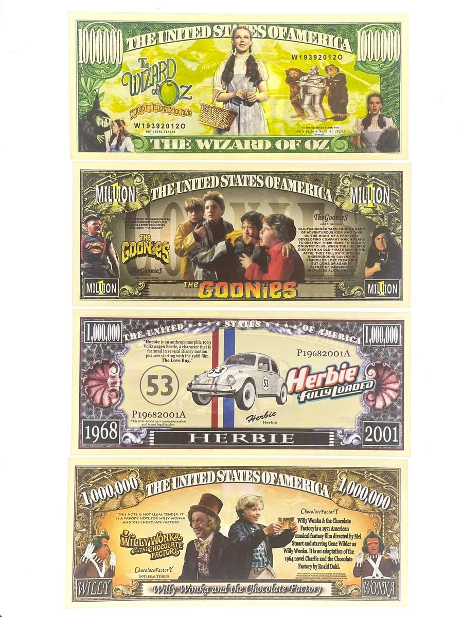 Classic Movies Novelty notes (Set of x4 Notes)