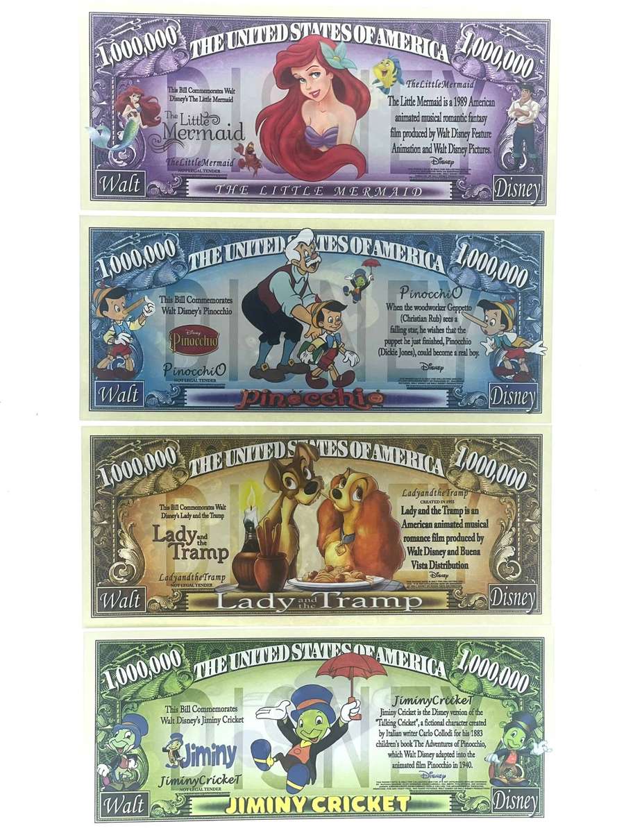 Classic Disney Novelty notes (Set of x4 Notes)