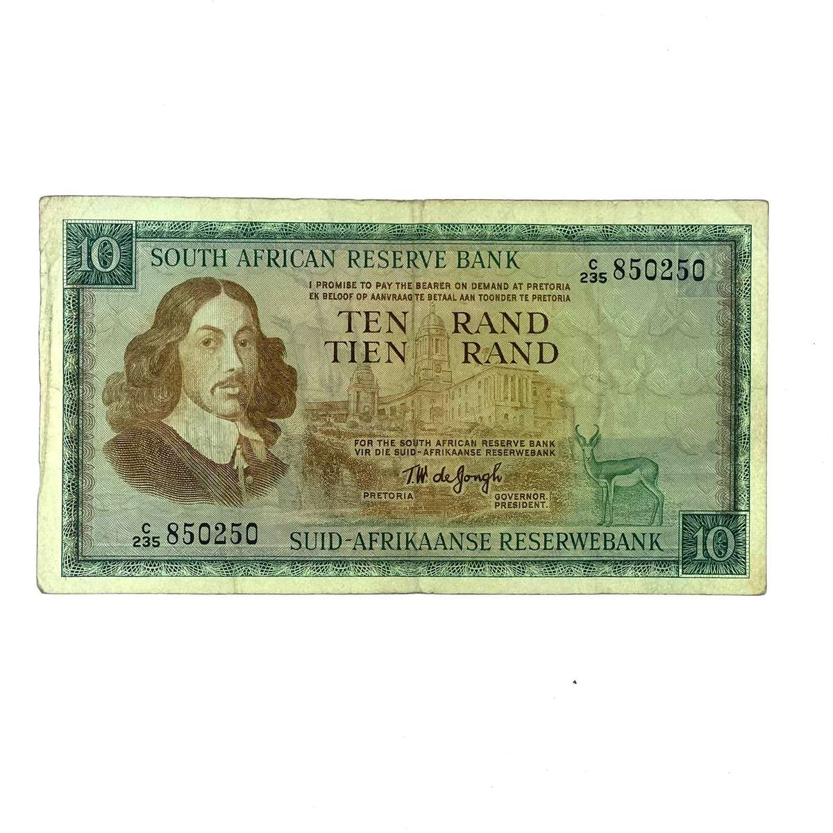 South African AUNC T. W. de Jongh R10 Banknote