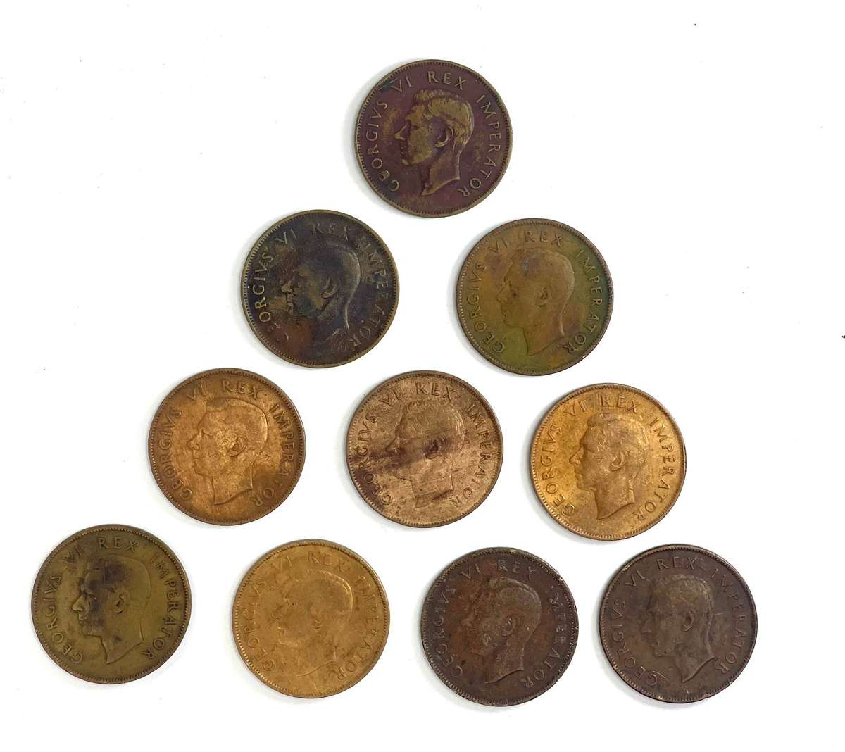 Lot of (10) 1942 UNION SA Pennies