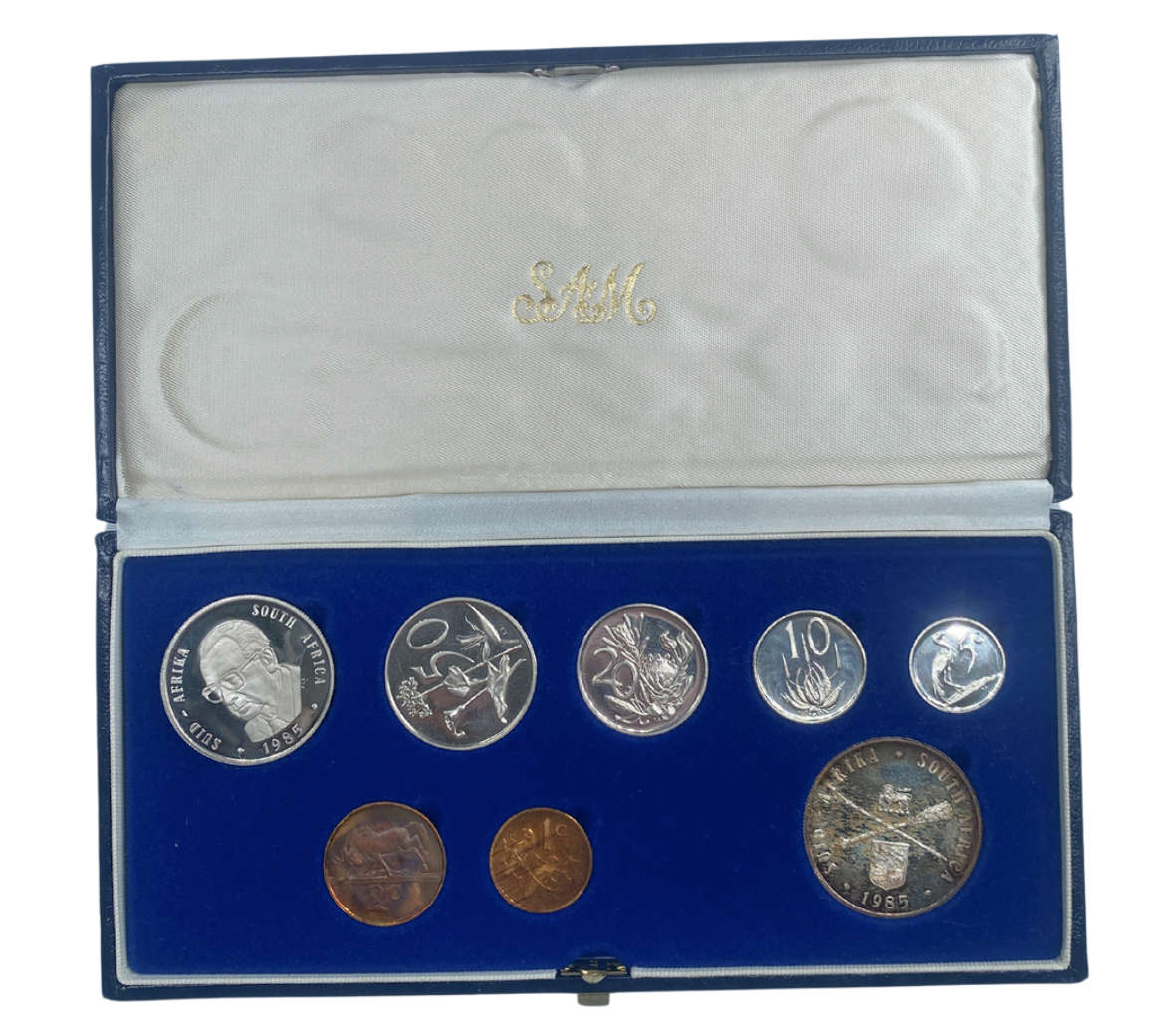 1985 South Africa Proof Coin Set in original mint box **Mintage ONLY 9859**