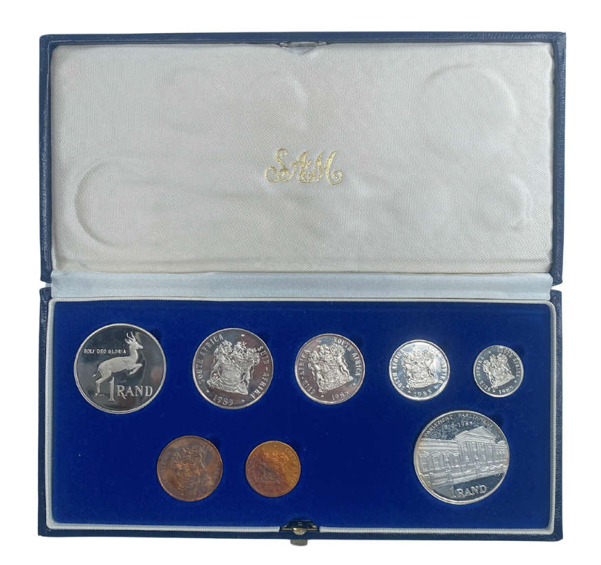 1985 South Africa Proof Coin Set in original mint box **Mintage ONLY 9859**