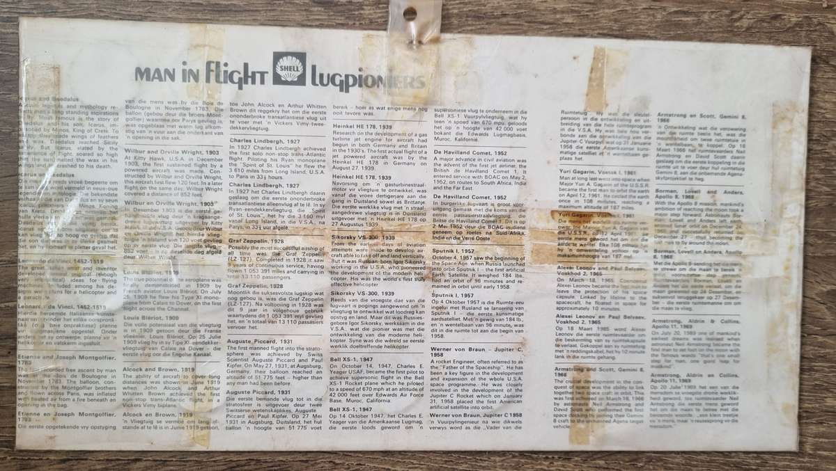 MAN in FLIGHT /LUGPIONERS - a SHELL collectable from 1969