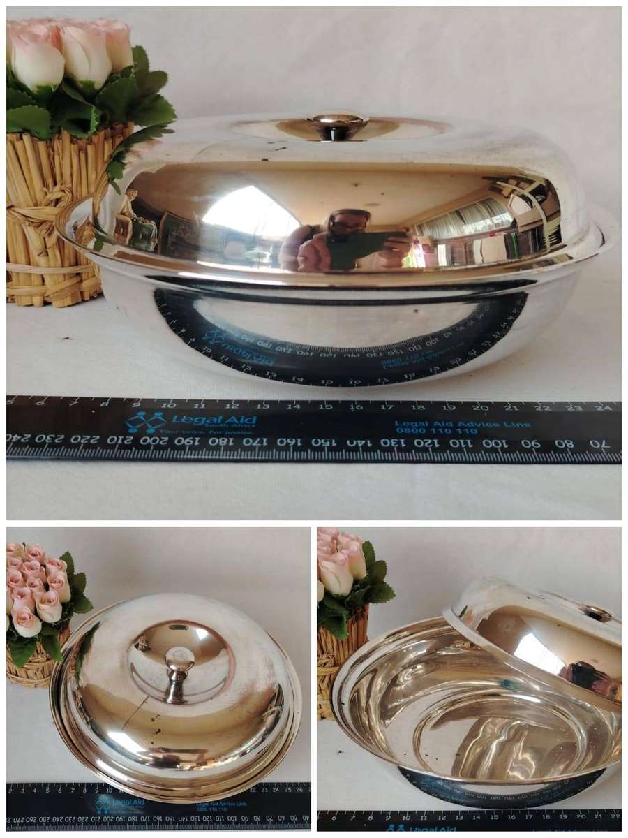 VINTAGE SILVER PLATED SERVING DISH WITH LID
