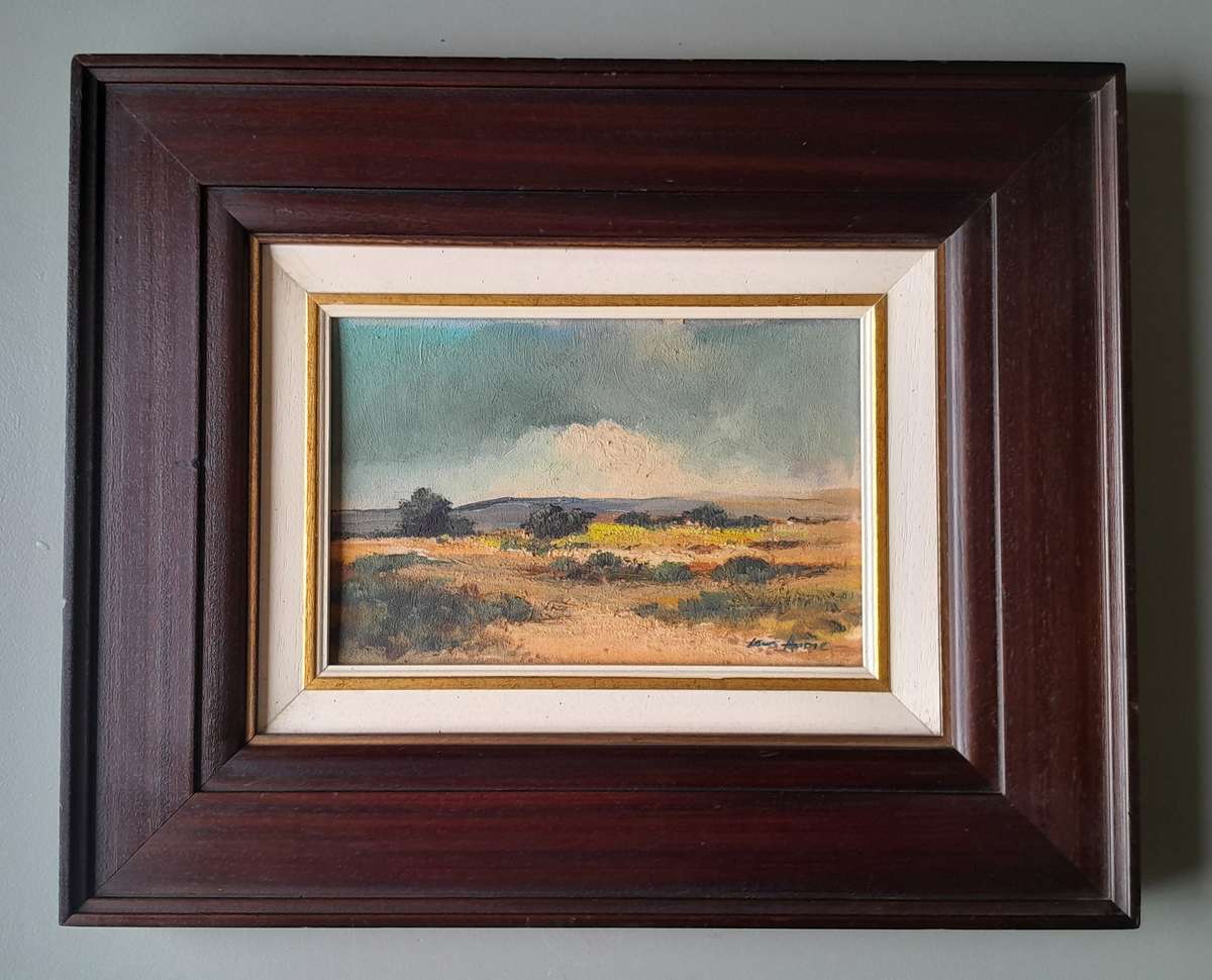 SA Artist Louis Audie Oil On Board "Game Farm Near Estcourt". Signed And Framed (55 x 44.5 cm).
