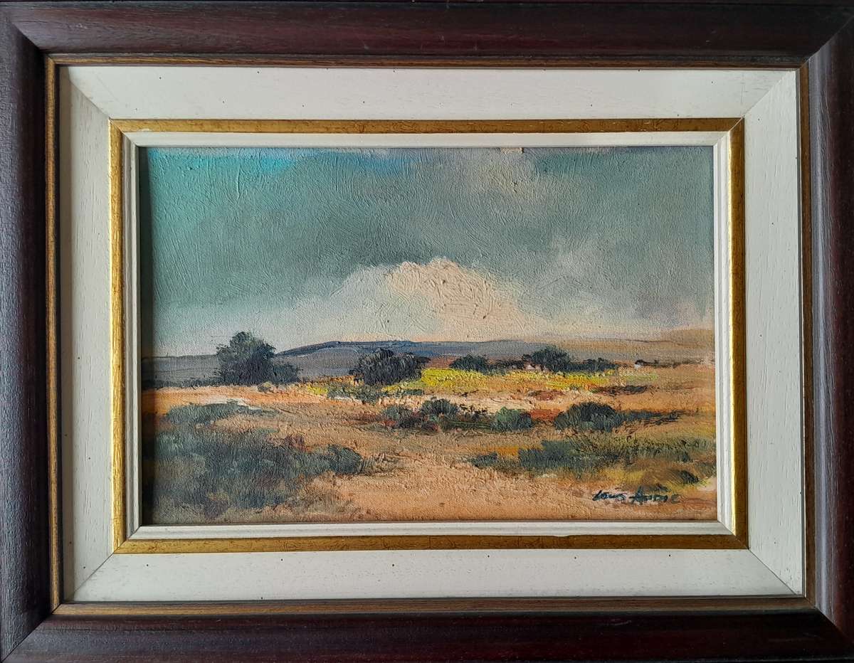 SA Artist Louis Audie Oil On Board "Game Farm Near Estcourt". Signed And Framed (55 x 44.5 cm).