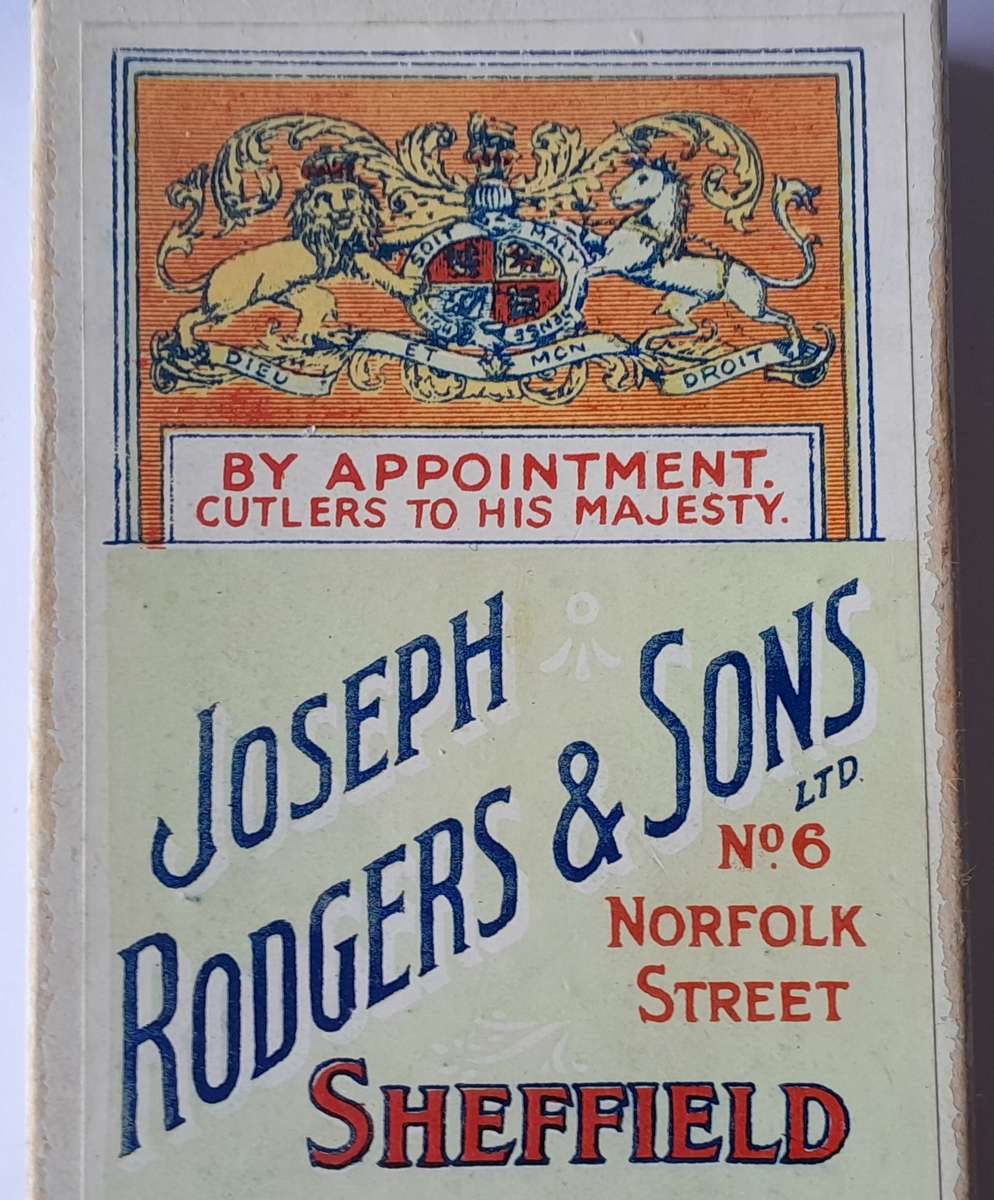 Antique Joseph Rodgers & Sons Set Of Six Dessert Knives With Ivorine Handles. Rare Original Box.