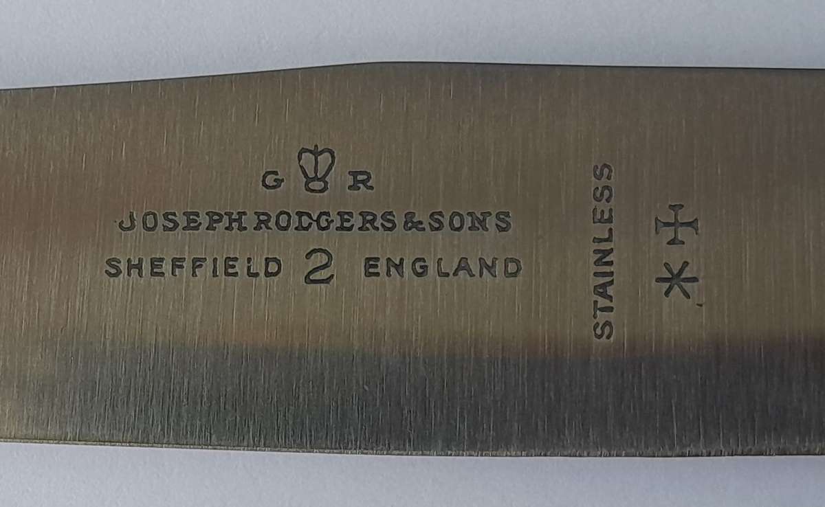 Antique Joseph Rodgers & Sons Set Of Six Dessert Knives With Ivorine Handles. Rare Original Box.