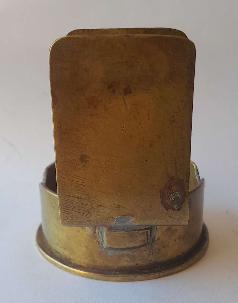 WW2 United States Shell Casing Trench Art Ashtray With Matchbox Holder.