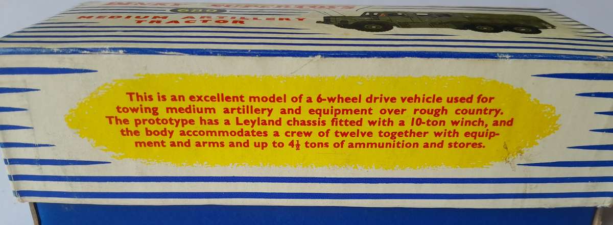 Dinky Toys 689 Medium Artillery Tractor In Original Box. 13.5cm.