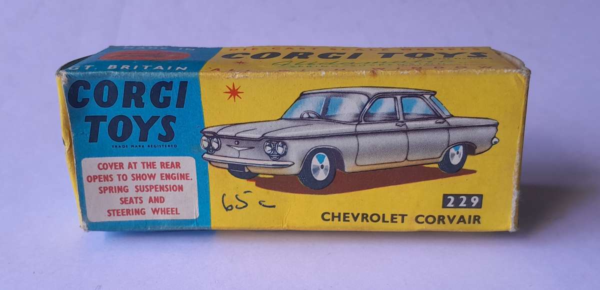 Corgi Toys 229 Chevrolet Corvair In Original Box. 9.7cm.