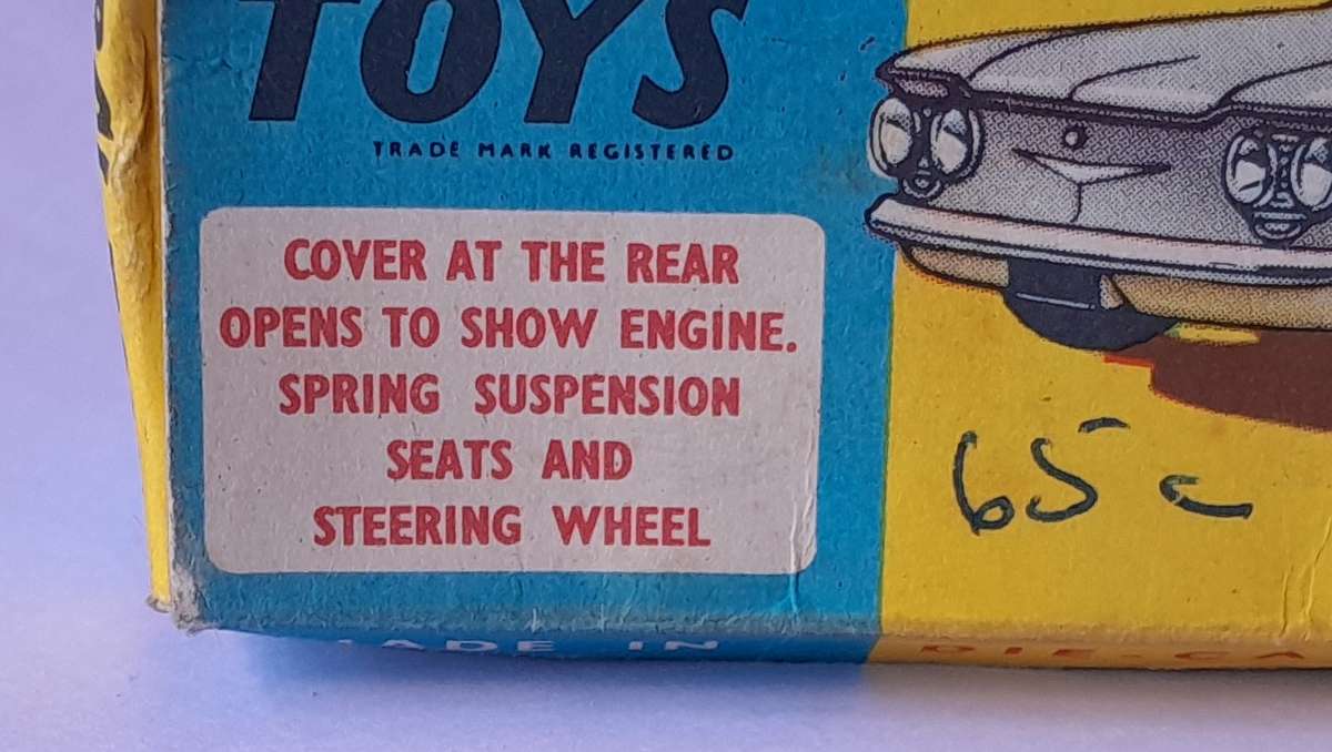 Corgi Toys 229 Chevrolet Corvair In Original Box. 9.7cm.