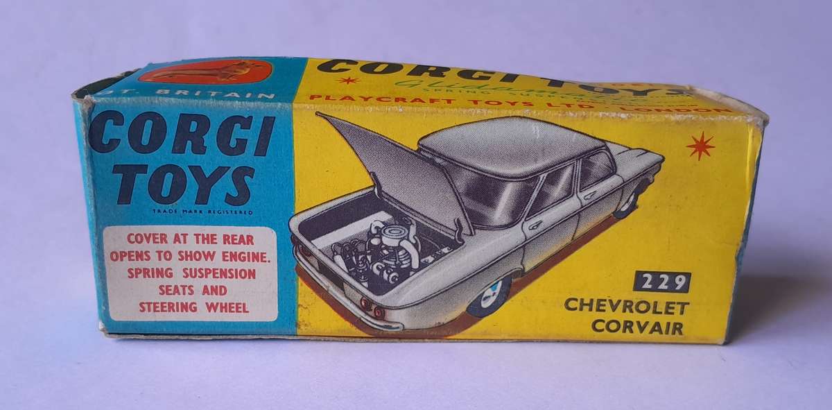 Corgi Toys 229 Chevrolet Corvair In Original Box. 9.7cm.
