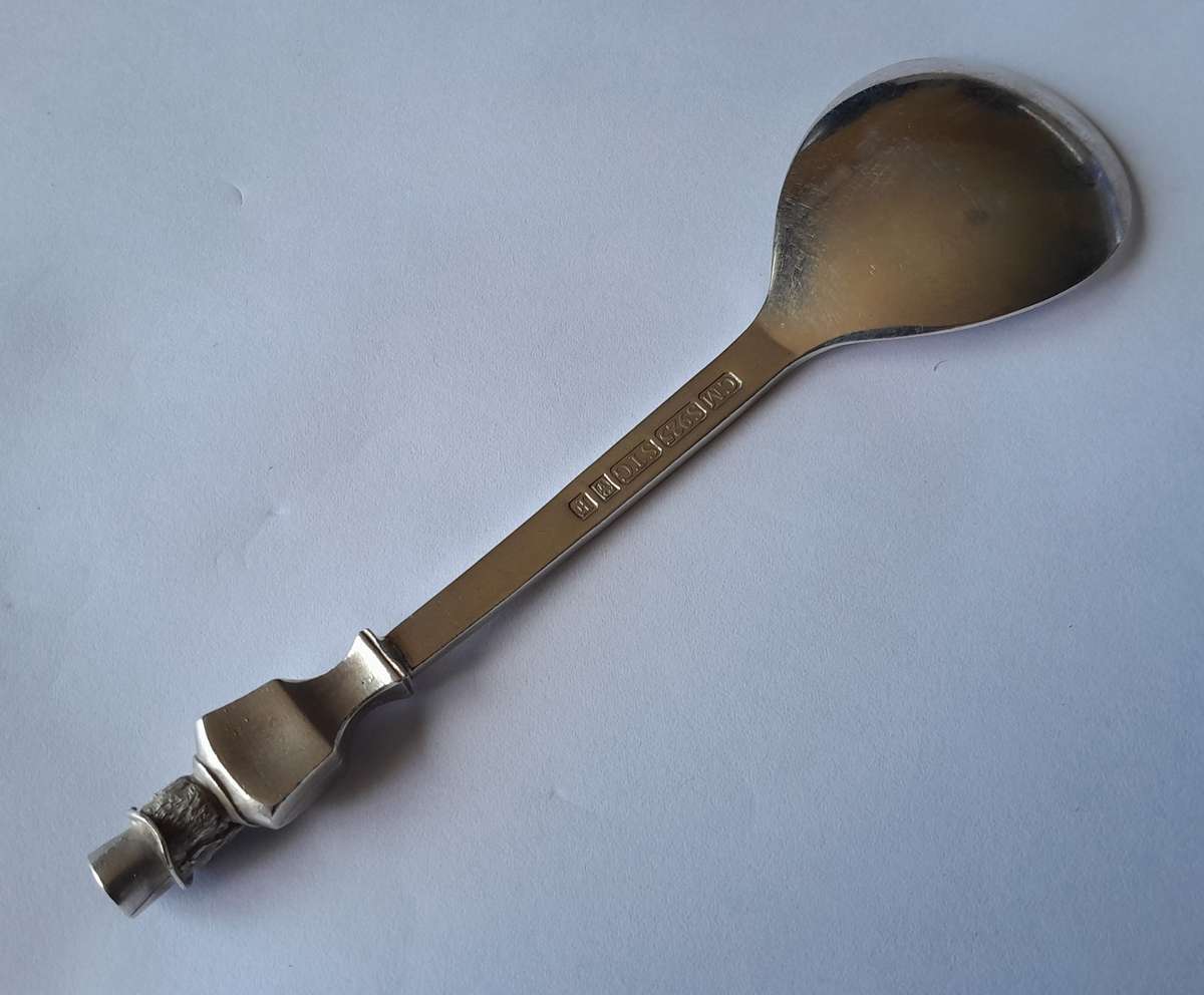 Solid silver Paul Kruger Spoon to commemorate `Battle of Amajuba`. Cape Mint. 925. 39.73 grams.