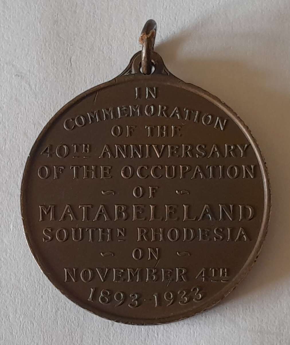 1933 Rhodesian 40th Anniversary of Occupation of Matabeleland Bronze Medal.