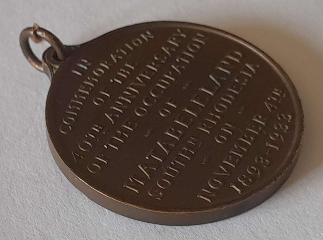 1933 Rhodesian 40th Anniversary of Occupation of Matabeleland Bronze Medal.