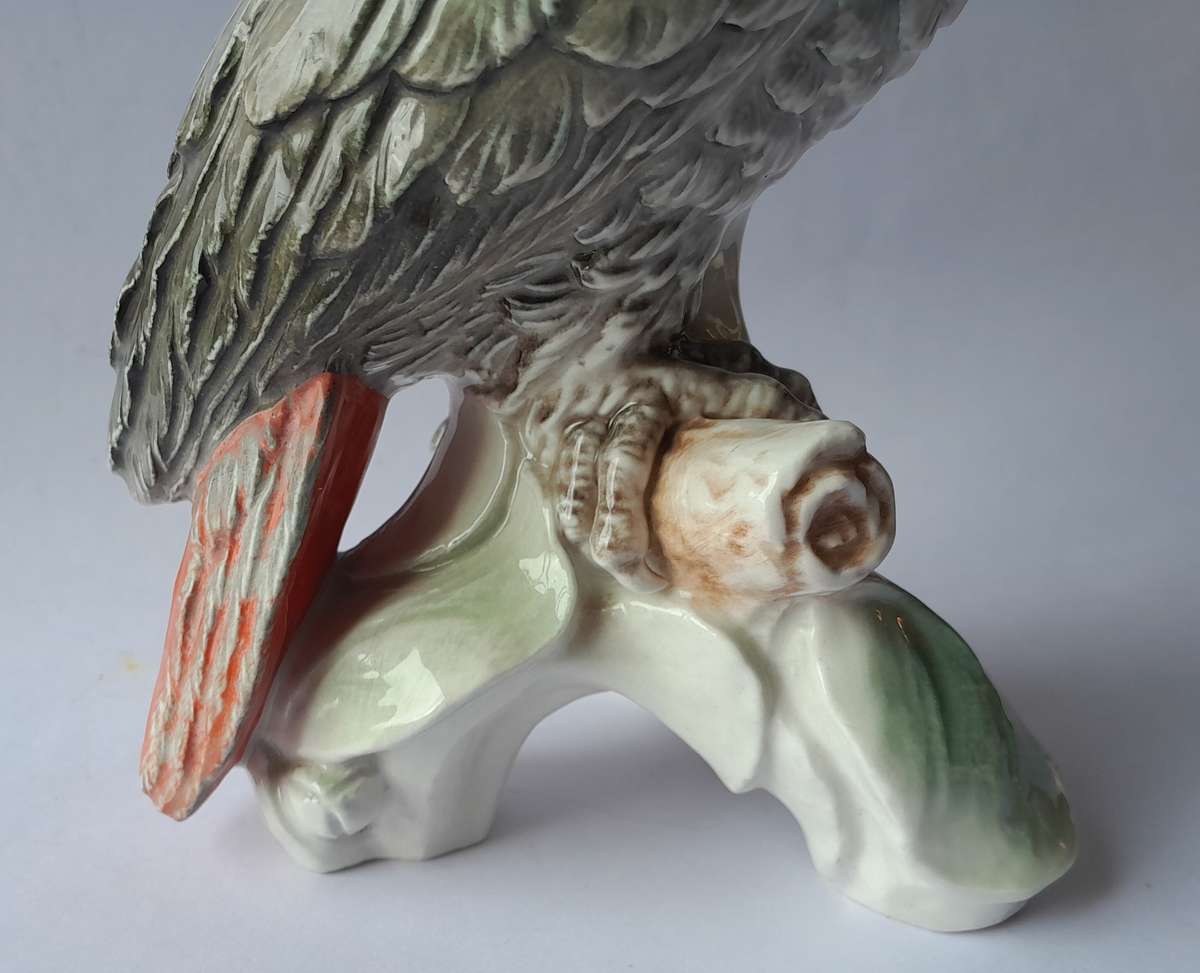 Mid Century W. Goebel West Germany Ceramic African Grey Parrot. Excellent Condition.