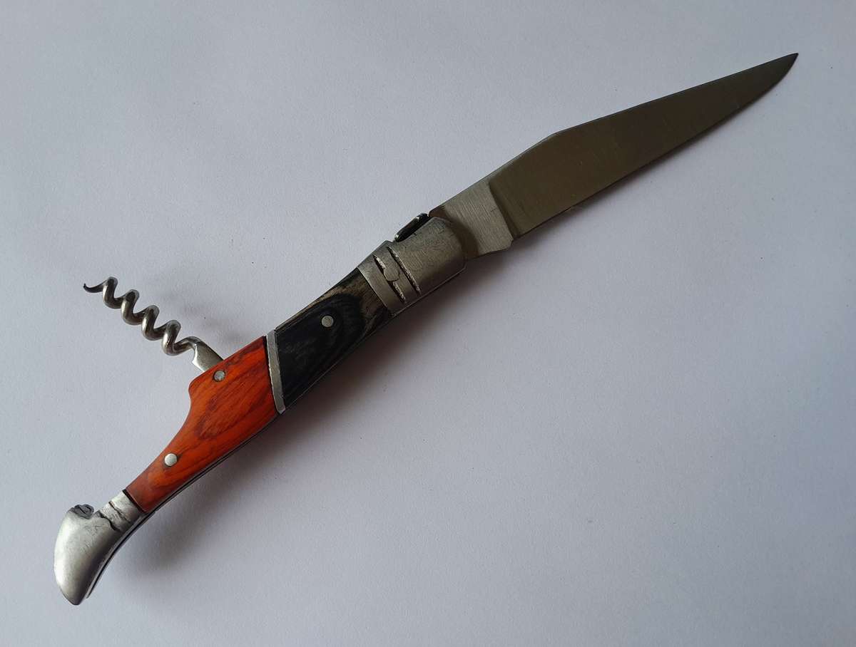 Vintage `Laguiole` Folding Knife With Two Tone Wood Handle.