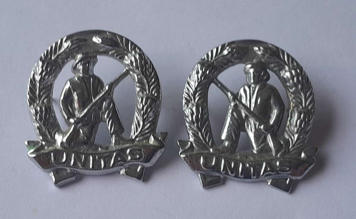 Pair SADF Commando Collar Badges (Facing).  Pins Intact.