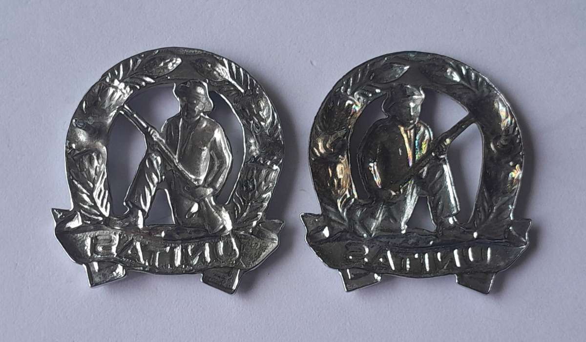 Pair SADF Commando Collar Badges (Facing).  Pins Intact.