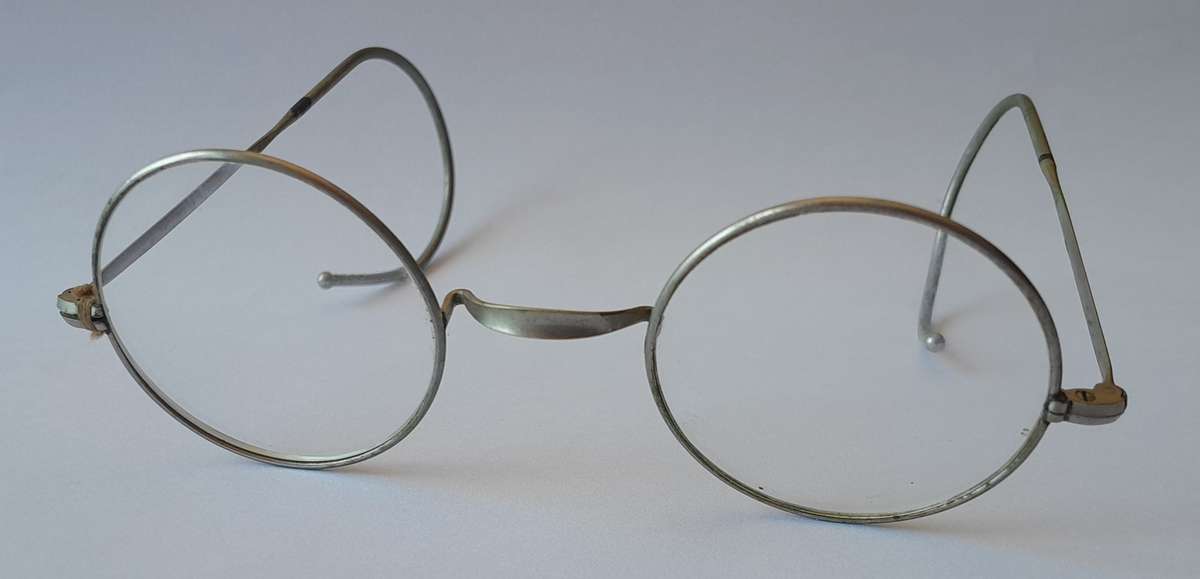 Antique Bi-Focal Eye Glasses With Case.