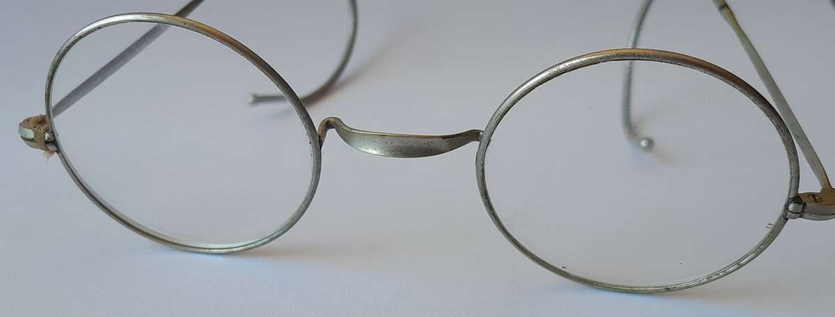 Antique Bi-Focal Eye Glasses With Case.