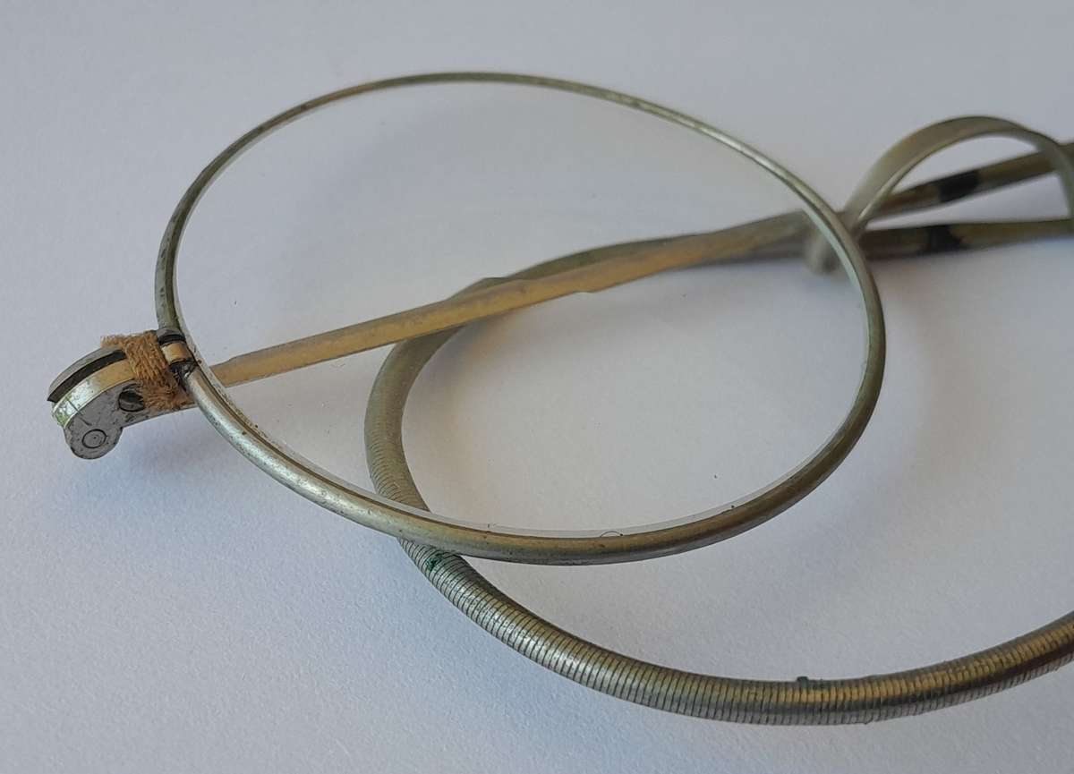Antique Bi-Focal Eye Glasses With Case.