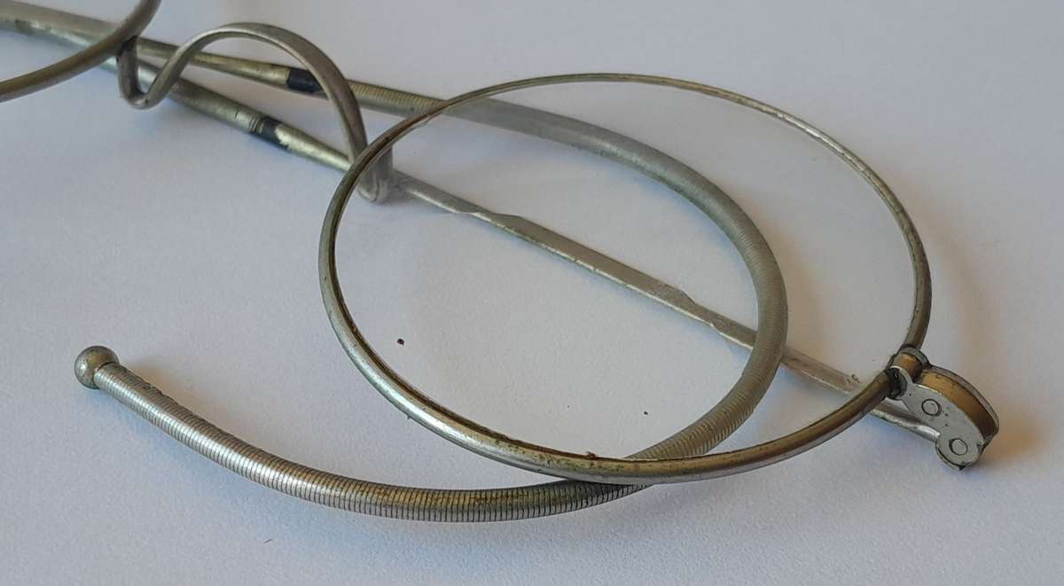 Antique Bi-Focal Eye Glasses With Case.
