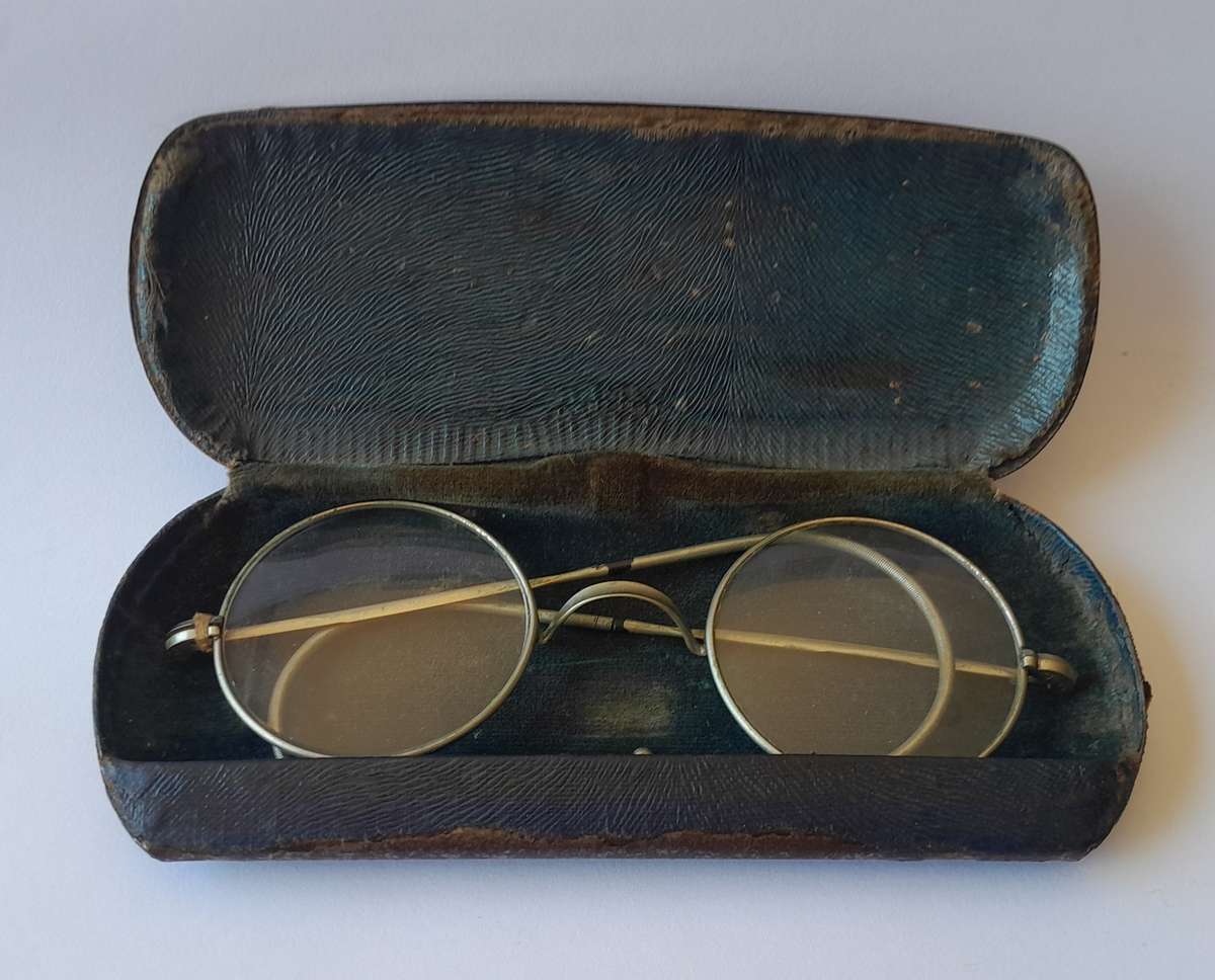 Antique Bi-Focal Eye Glasses With Case.