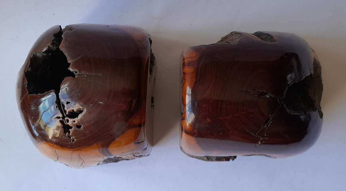 Vintage Pair of Australian Polished Mulga Wood Bookends.