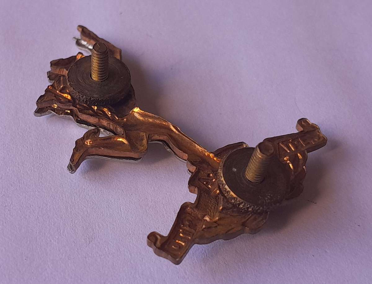 SADF Corps of Signals Bi-Metal Beret Badge.  All Screw Lugs Intact.