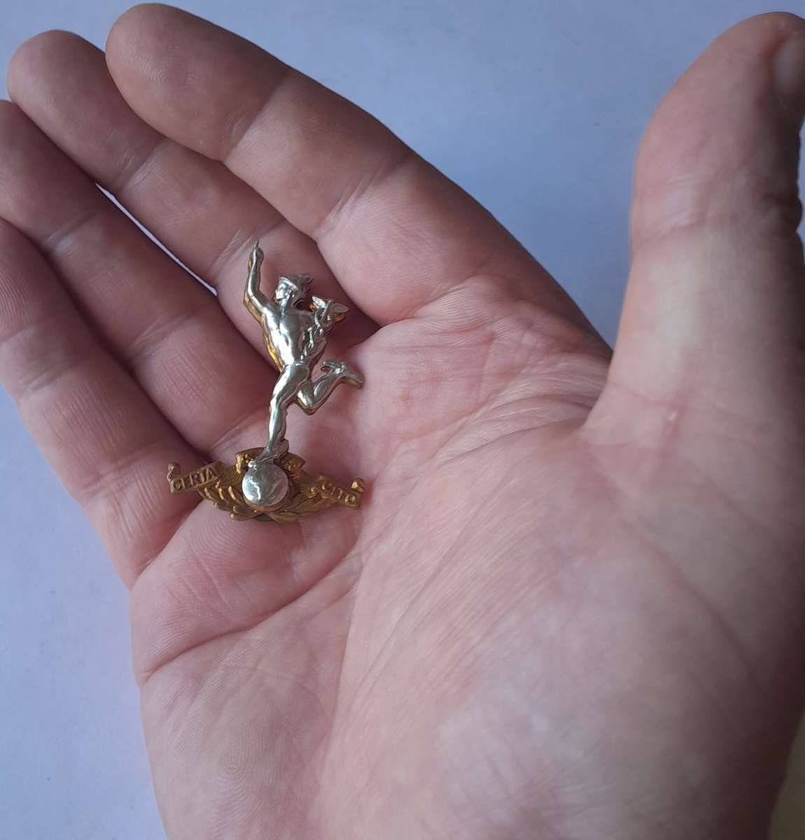 SADF Corps of Signals Bi-Metal Beret Badge.  All Screw Lugs Intact.