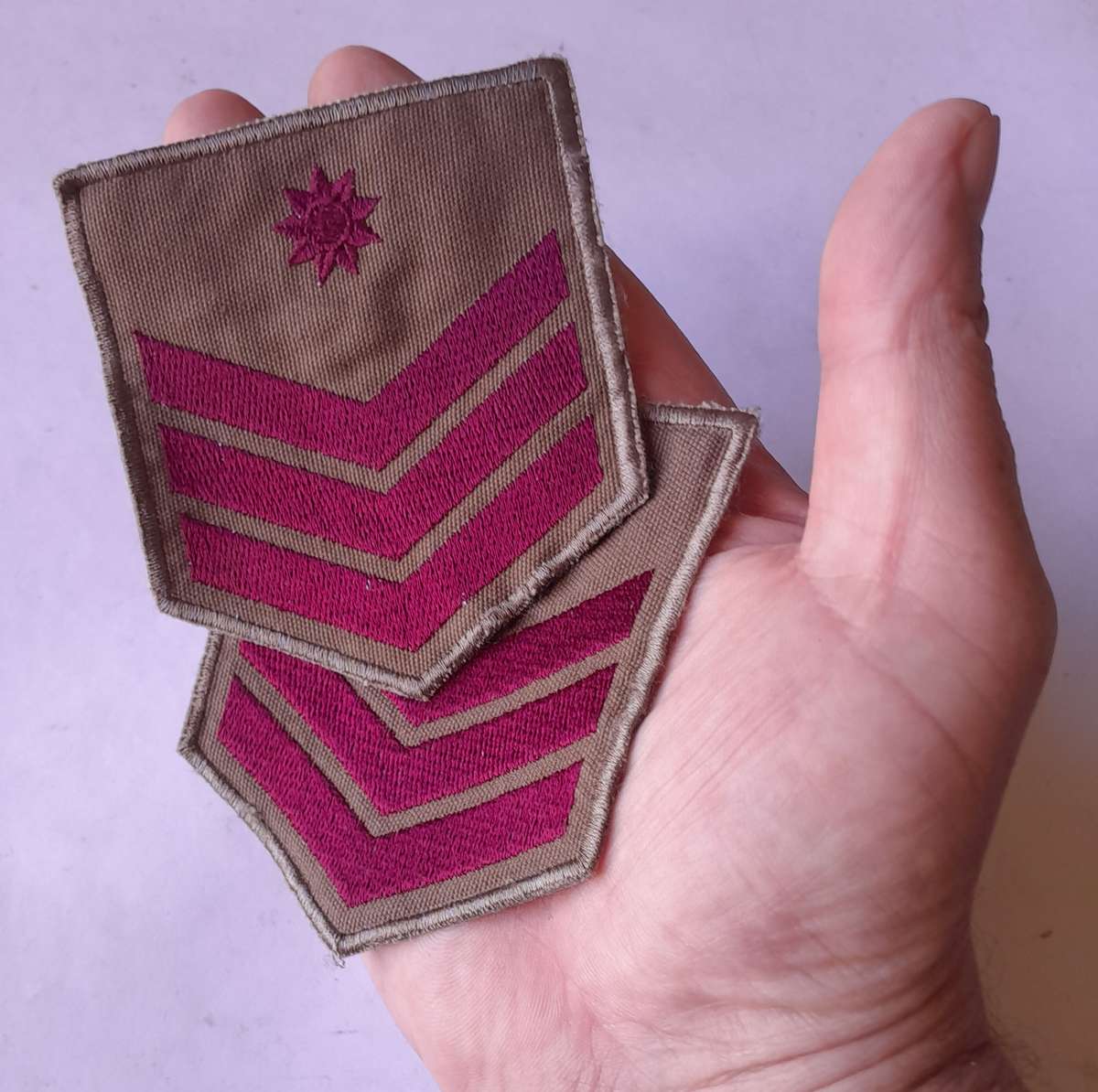 Pair SA Medical Corps Staff Sergeant Rank Stripes. Excellent Condition.