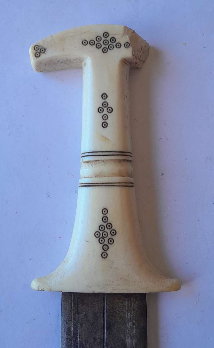 Rare Antique Anglo-Egyptian Sudan Dagger. Hippo Tusk Handle. Crocodile and Camel Sheath.