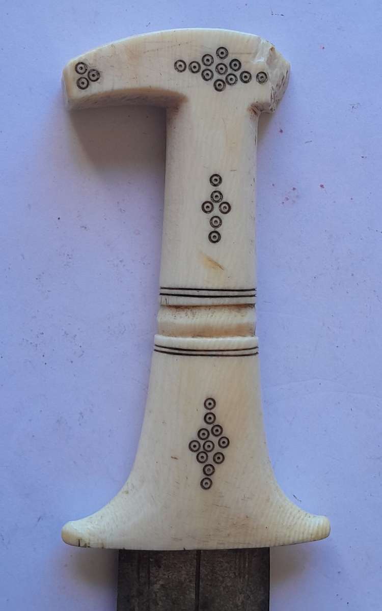 Rare Antique Anglo-Egyptian Sudan Dagger. Hippo Tusk Handle. Crocodile and Camel Sheath.