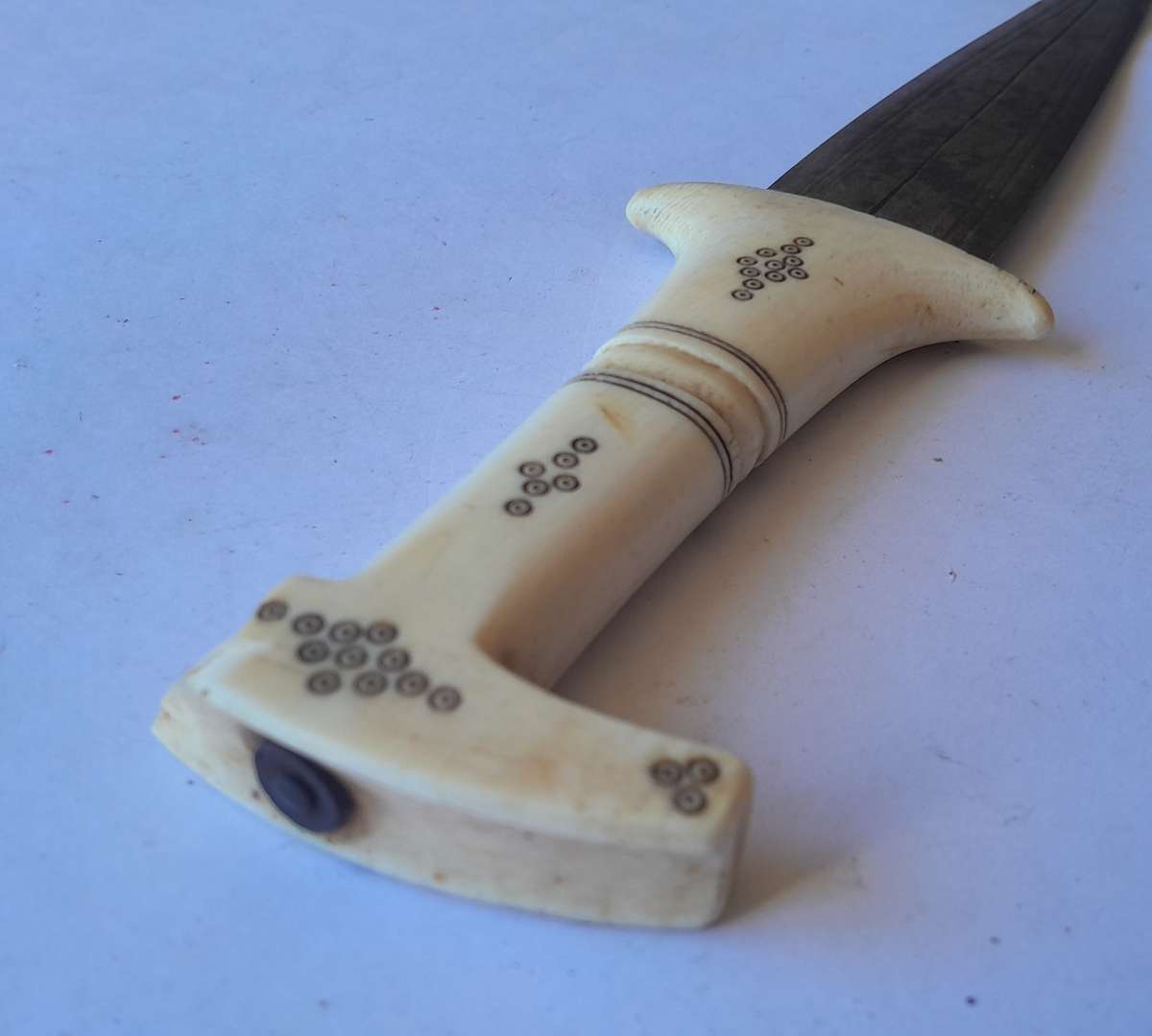 Rare Antique Anglo-Egyptian Sudan Dagger. Hippo Tusk Handle. Crocodile and Camel Sheath.