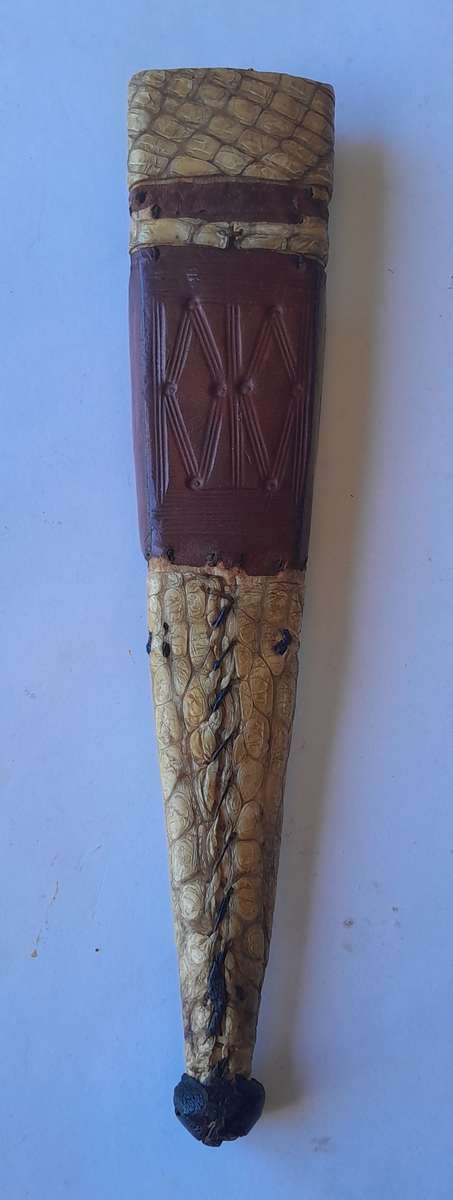 Rare Antique Anglo-Egyptian Sudan Dagger. Hippo Tusk Handle. Crocodile and Camel Sheath.