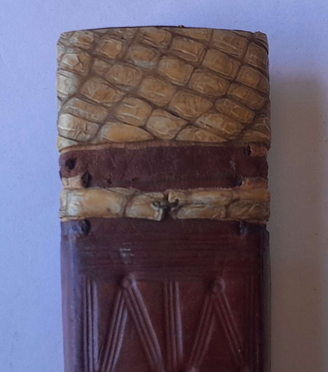 Rare Antique Anglo-Egyptian Sudan Dagger. Hippo Tusk Handle. Crocodile and Camel Sheath.