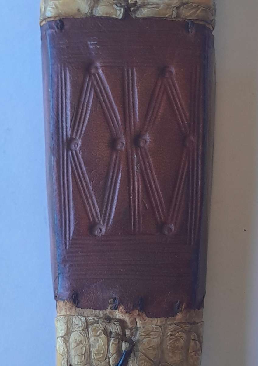 Rare Antique Anglo-Egyptian Sudan Dagger. Hippo Tusk Handle. Crocodile and Camel Sheath.