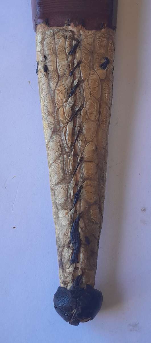 Rare Antique Anglo-Egyptian Sudan Dagger. Hippo Tusk Handle. Crocodile and Camel Sheath.