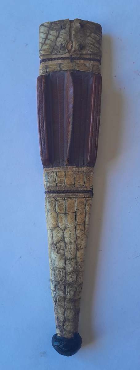 Rare Antique Anglo-Egyptian Sudan Dagger. Hippo Tusk Handle. Crocodile and Camel Sheath.