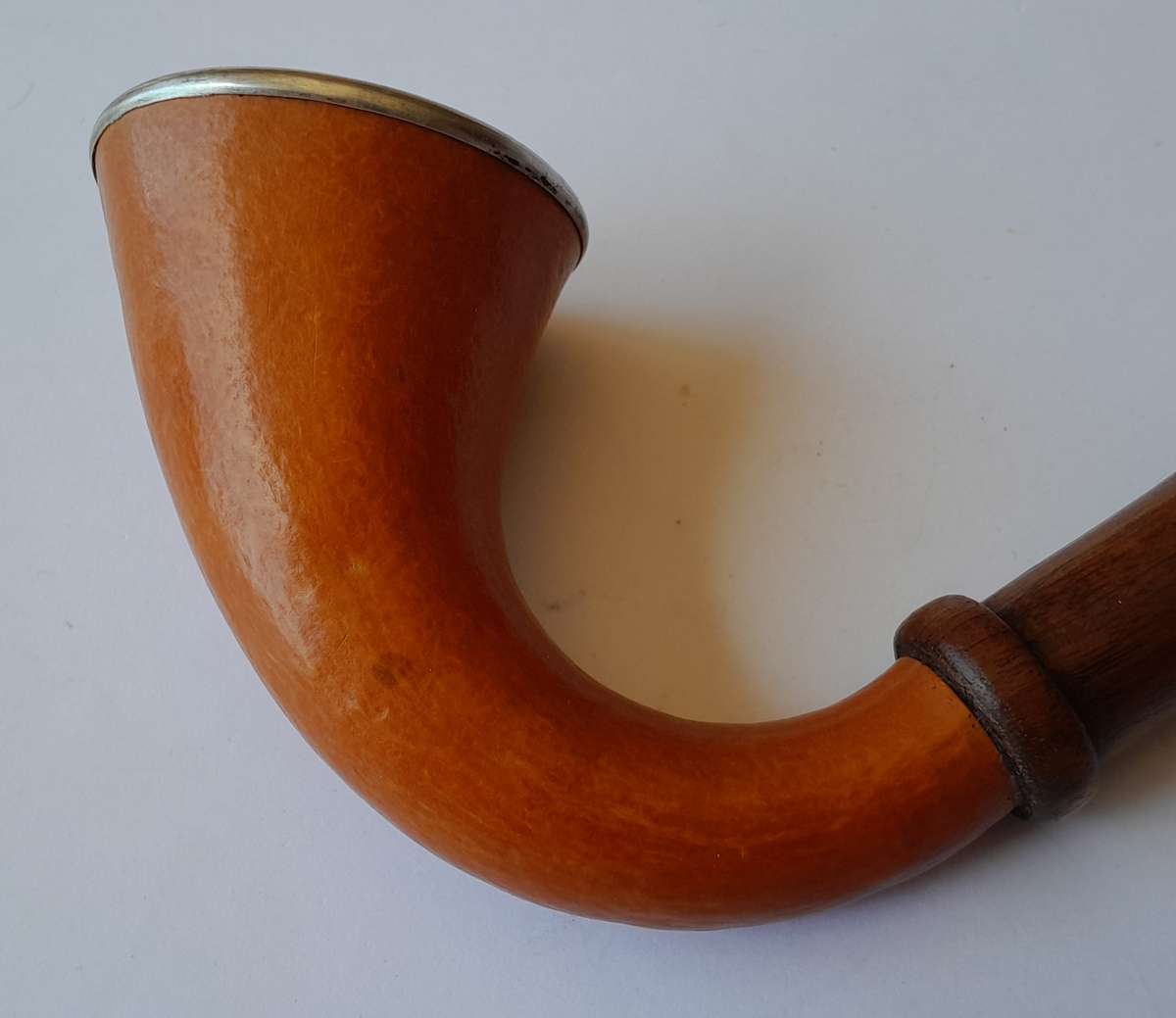 Antique Calabash Pipe With Solid Silver Rim. Birmingham, 1919. Unsmoked.