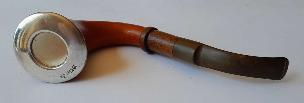 Antique Calabash Pipe With Solid Silver Rim. Birmingham, 1919. Unsmoked.